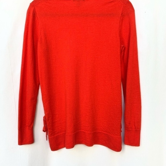 J. Crew Red Wool Crew Neck Sweater w/Side Ties - Picture 2 of 4
